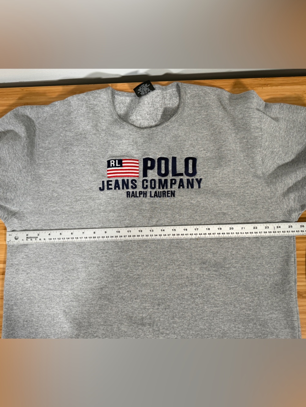 🇺🇸 Polo Jeans Co. Ralph Lauren Spellout Sweatshirt Grey Size Large - Picture 4 of 6